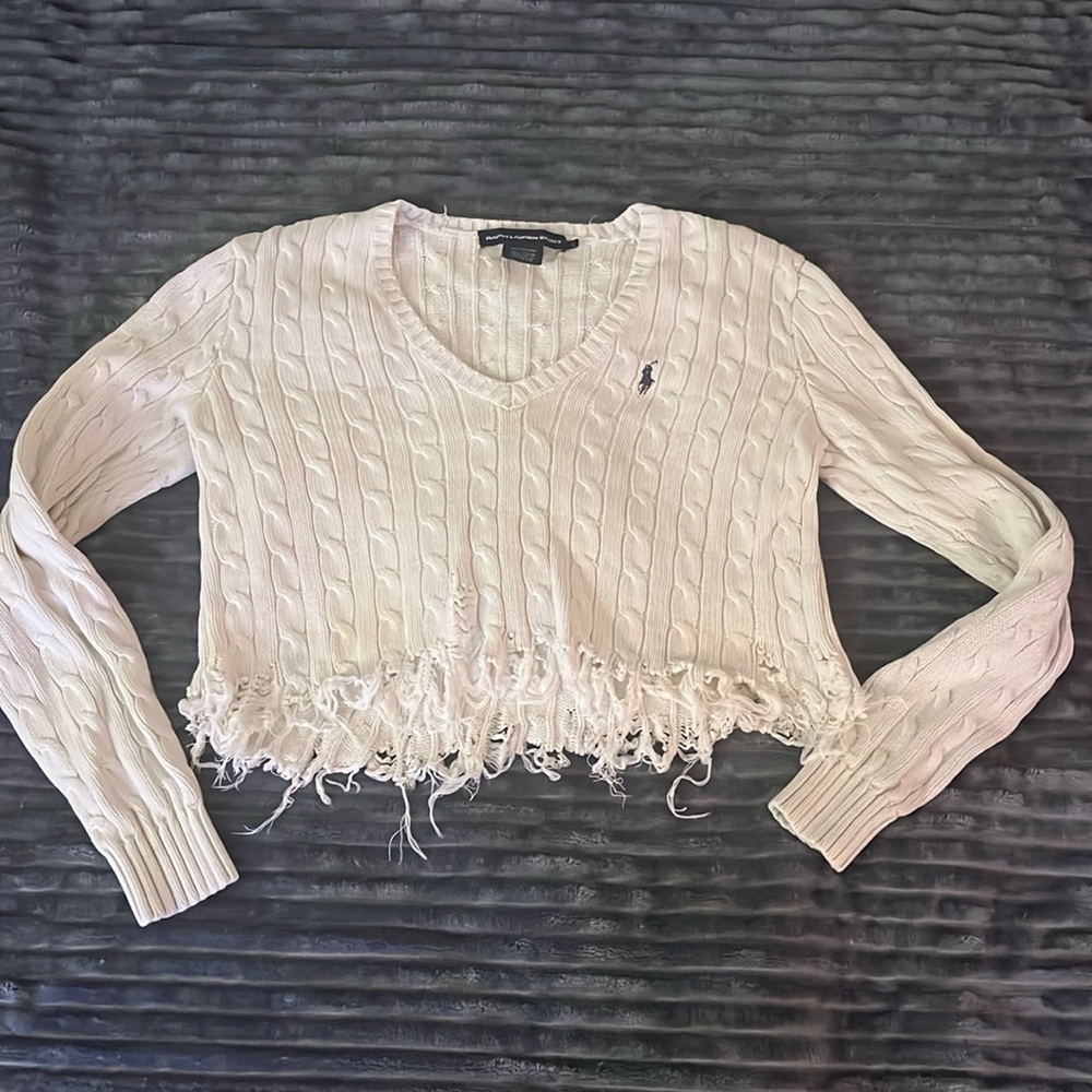 White Crop Top Ralph Lauren Sz Lg Sweater